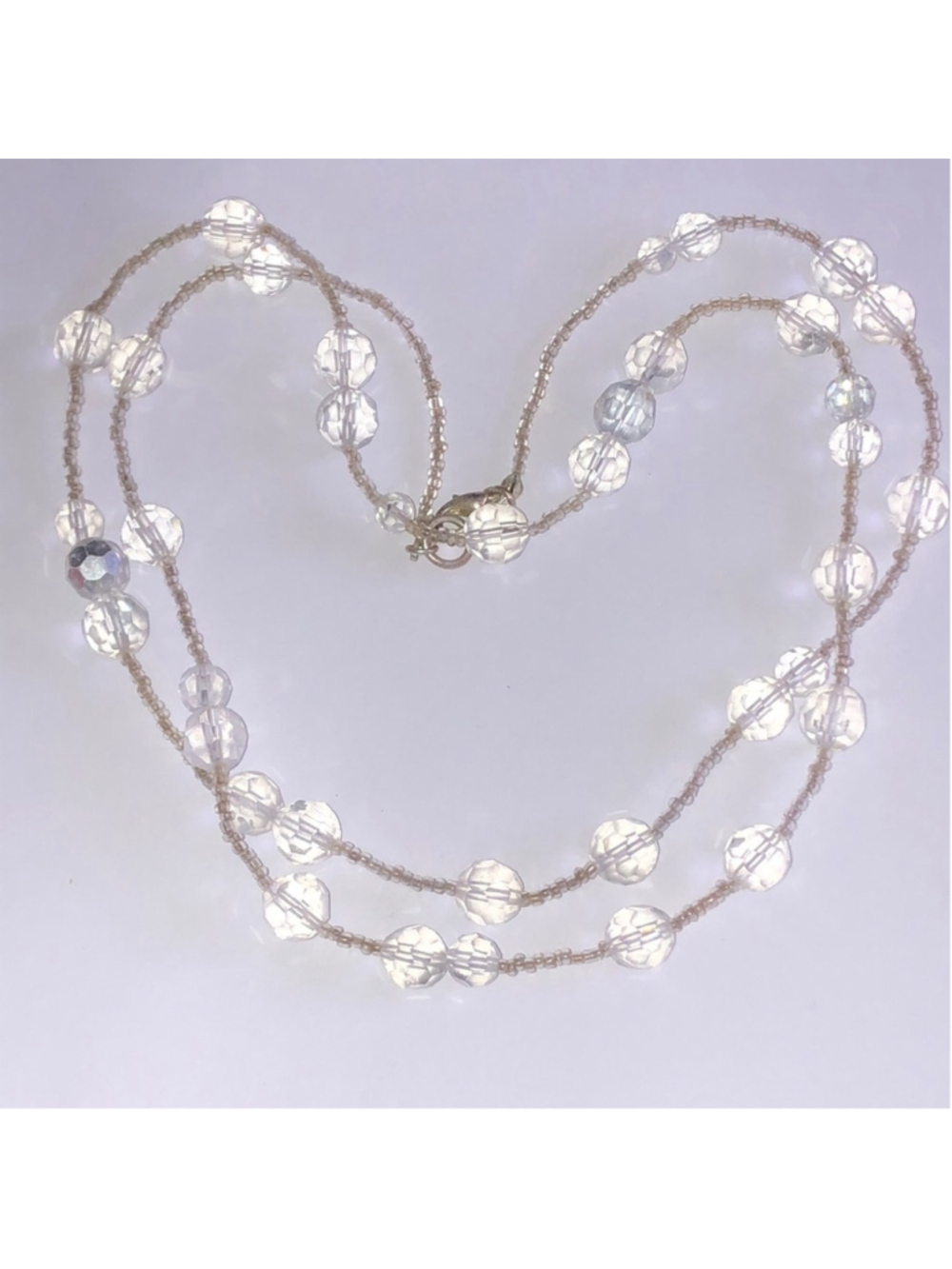 Clear Glass Beads Boho Vintage Beaded Retro Necklace
